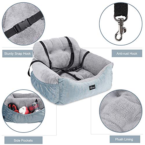 WANTRYAPET Dog Car Seat, Pet Booster Seat, Dog Travel Car Carrier Bed Plush Dog Car Safety Seats with Storage Pocket… - Image 3