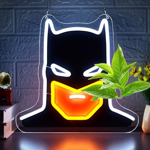 Image of Bat Neon Sign for Wall Decor Anime Neon Light for Man Cave Bat Birthday Gifts for Man Boys Fans Teen Dimmable LED Anime Light for Bedroom Game Room Comic Shop Home Bar Office Size13.2*12.6in(FMA125)