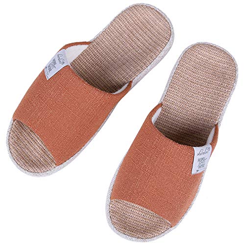 Shevalues Women'S Open Toe House Slippers Arch Support Lightweight Linen Slippers Mothers Day Gifts For Mom And Grandma Orange 37-38 thumb #6