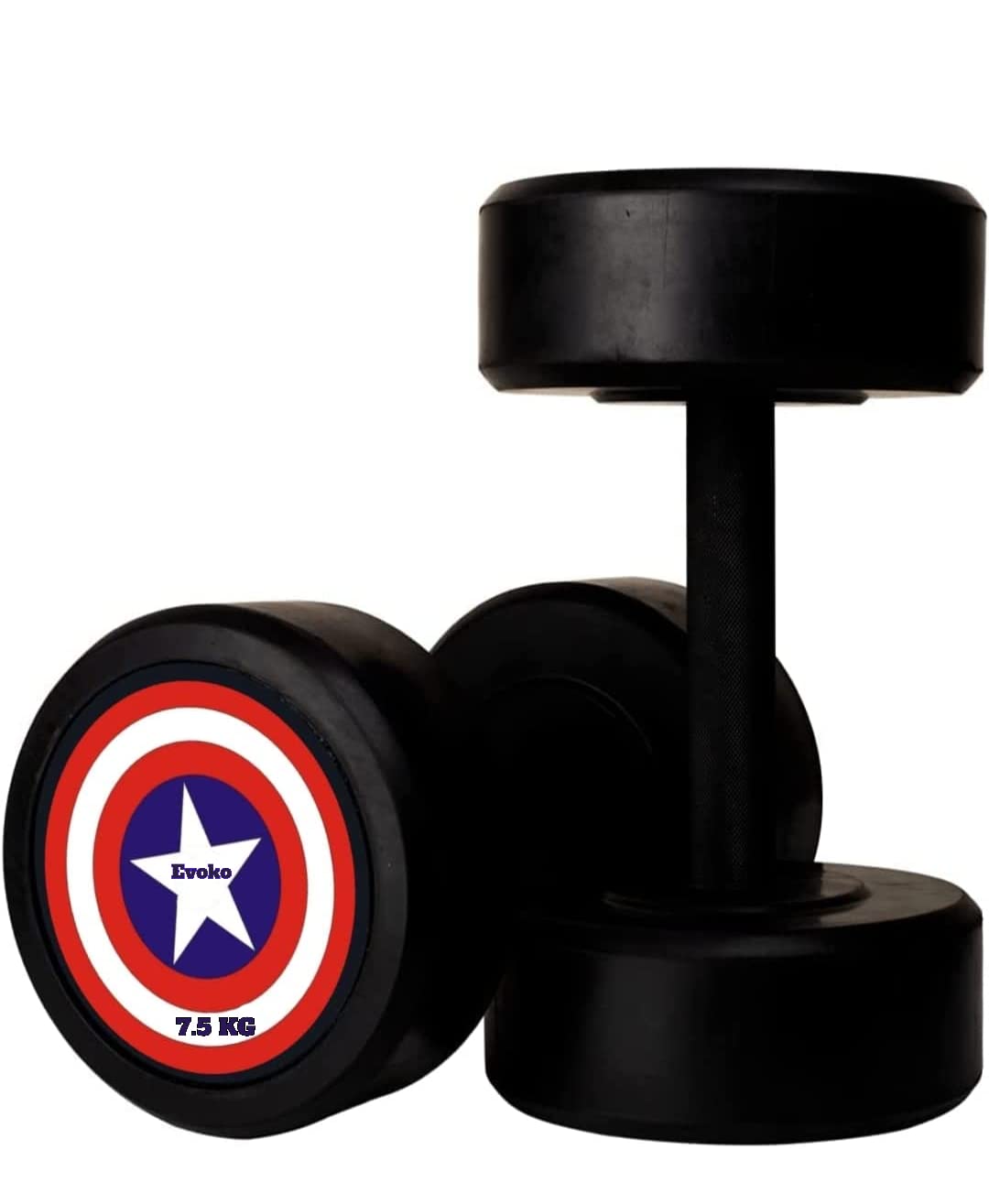 Evoko 7.5kg Dumbbells Set of 2 / Gym Dumbles Set for Home Workout / Dumbels 7.5kg Pair / Captain America Dumbbels 7.5kg Set for Home Gym / Rubber Coated Dumbells 7.5kg / Exercise Dambal / Pack of 2 / 7.5kg Weights