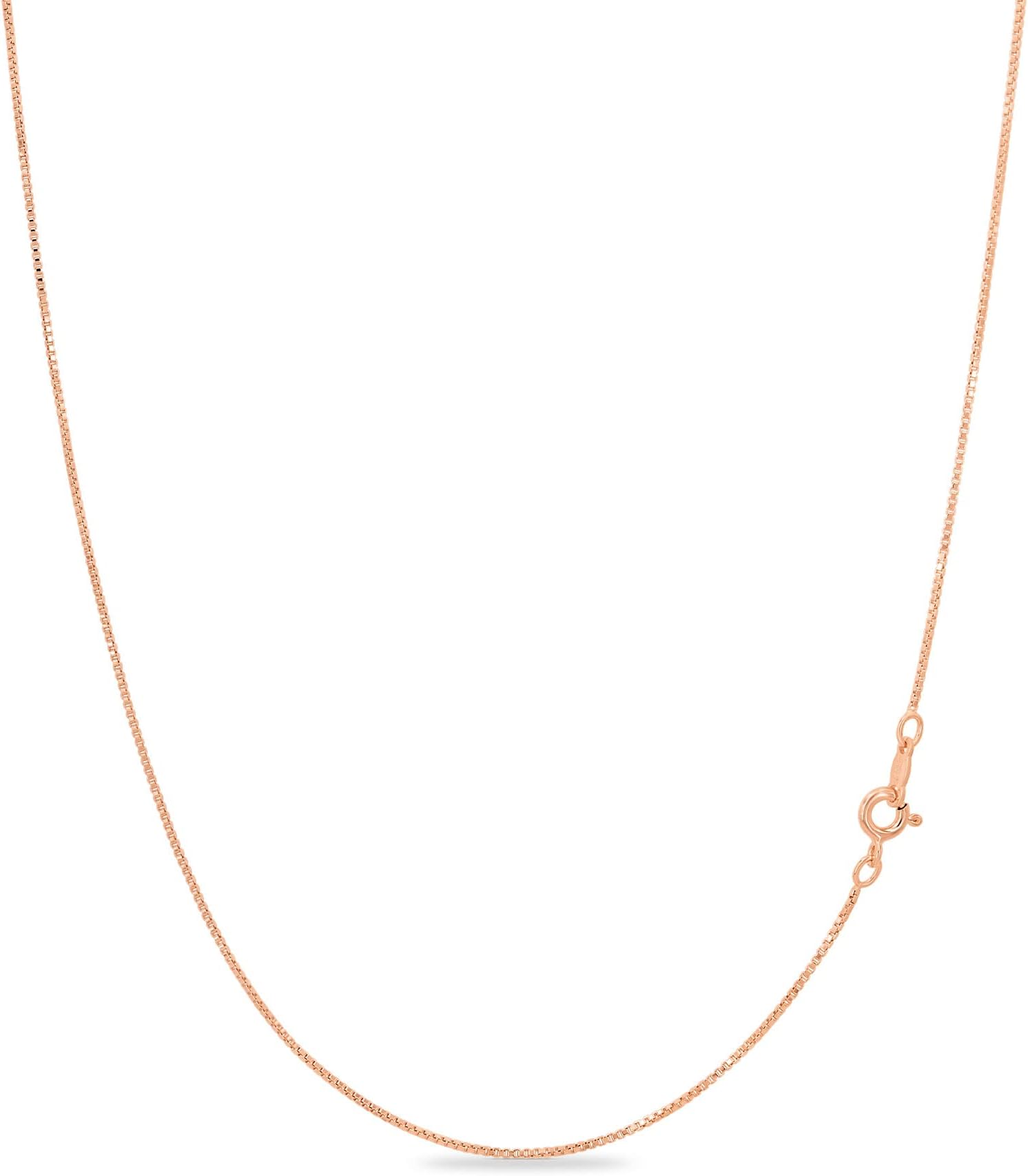 KEZEF 18k Gold Over Sterling Silver 1mm Box Chain Necklace Made in Italy | 925 Sterling Silver Necklace for Women | Rose Gold Chain for Women Men