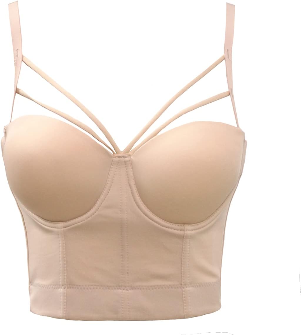 BslingerieWomen Plain Push Up Crop Top Bra Bustier Corset