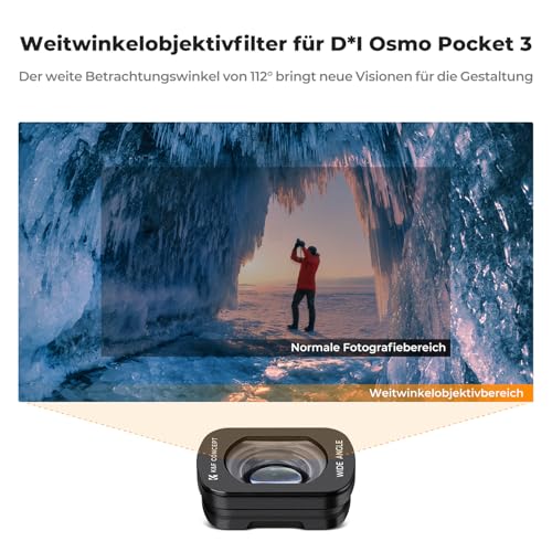 K&F CONCEPT 6 Stück Filter Set kompatibel mit DJI Osmo Pocket 3/4, 1.2X Anamorphot-Objektiv+ Weitwinkel-Objektiv+ 10X Makro-Objektiv+ ND8+ND32+ND128, Osmo Pocket 3 Zubehör, Osmo Pocket 4 Zubehör