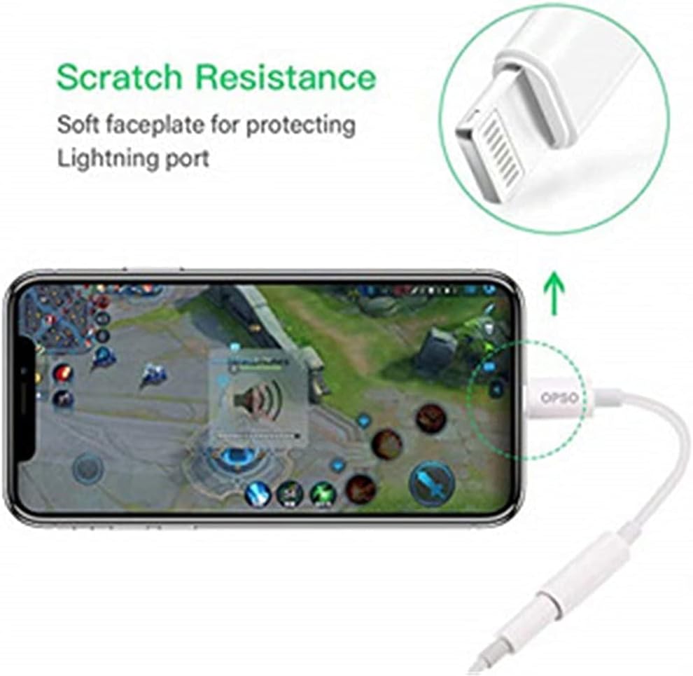 OPSO[Apple MFi Certified] Lightning to 3.5 mm Headphone Jack Adapter,Headphone Converter for iPhone 7/7 Plus/8/8 Plus/iPhone 13 12 Mini/12 Pro Max/11 Pro Max/SE/X XR XS Max Support All iOS System