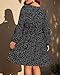 Pinup Fashion Plus Size Casual Long Sleeve Fall Dress for Women Polka Dot Black V Neck Loose Knee Length Tunic Short Flowy Dresses
