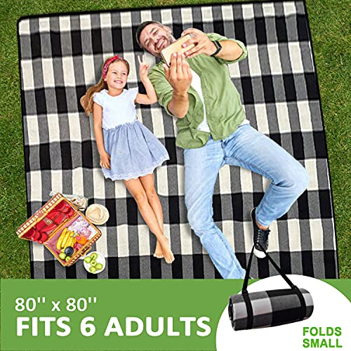 Hivernou Picnic Blanket,Picnic Blanket Waterproof Foldable With 3 Layers Material,Extra Large Picnic Blanket Picnic Mat Beach Blanket 80"X80" For Camping Beach Park Hiking Fireworks,Larger & Thicker #TOP2