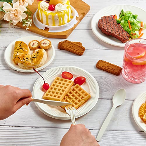 Ecolipak 200 Pack Compostable Paper Plates, 6 Inch Paper Plates Uncoated, Biodegradable Eco-Friendly Sugarcane Plates, Perfect For Sandwich, Cake, And Dessert #TOP3