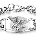 COOLSTEELANDBEYOND Gothic Punk Stainless Steel Mens Embossed Flying Eagle ID Identification Curb Chain Bracelet
