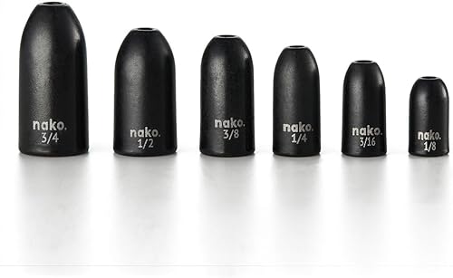 nako. Paquete de 10 pesas de gusano de tungsteno, pesas de pesca de tungsteno, balas de pesca, kit de plomos para equipo de Texas y Carolina