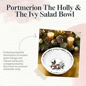 Portmeirion Holly and Ivy 9-Inch Serving Bowl - Festive Holiday Earthenware for Christmas Feasts, Ideal for Pasta, Soups, Desserts - Oven, Microwave, Freezer, Dishwasher Safe - Seasonal Tableware Portmeirion Holly and Ivy 9 Inch Serving Bowl Festive Holiday Earthenware for Christmas Feasts Ideal for Pasta Soups Desserts Oven Microwave Freezer Dishwasher Safe Seasonal Tableware