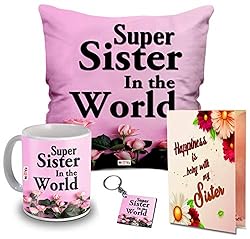 ME & YOU Rakhi Return Gift for Sister| Gift for Sister | Birthday Gift for Sister | Gift for Sister Special | Sister Gift On Birthday, Rakhi Gift for Sister (12 * 12″ Cushion, Mug, Card, Keychain)