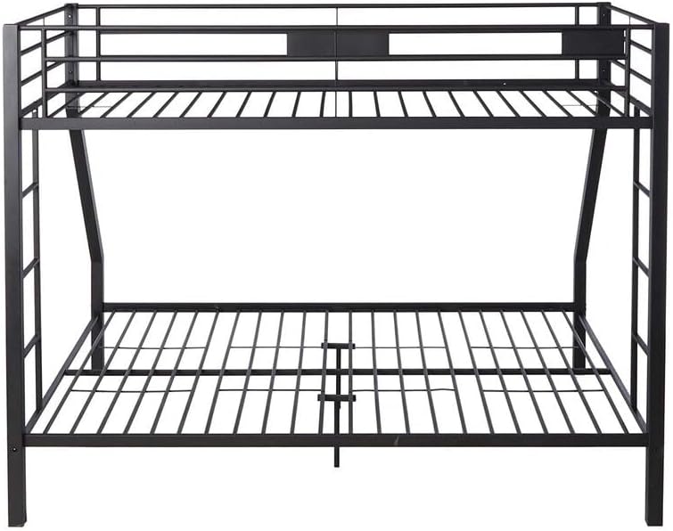 HomeStock Gothic Glamour Metal Twin XL Bunk Bed - Black Bed Frame with Ladders & Guardrails
