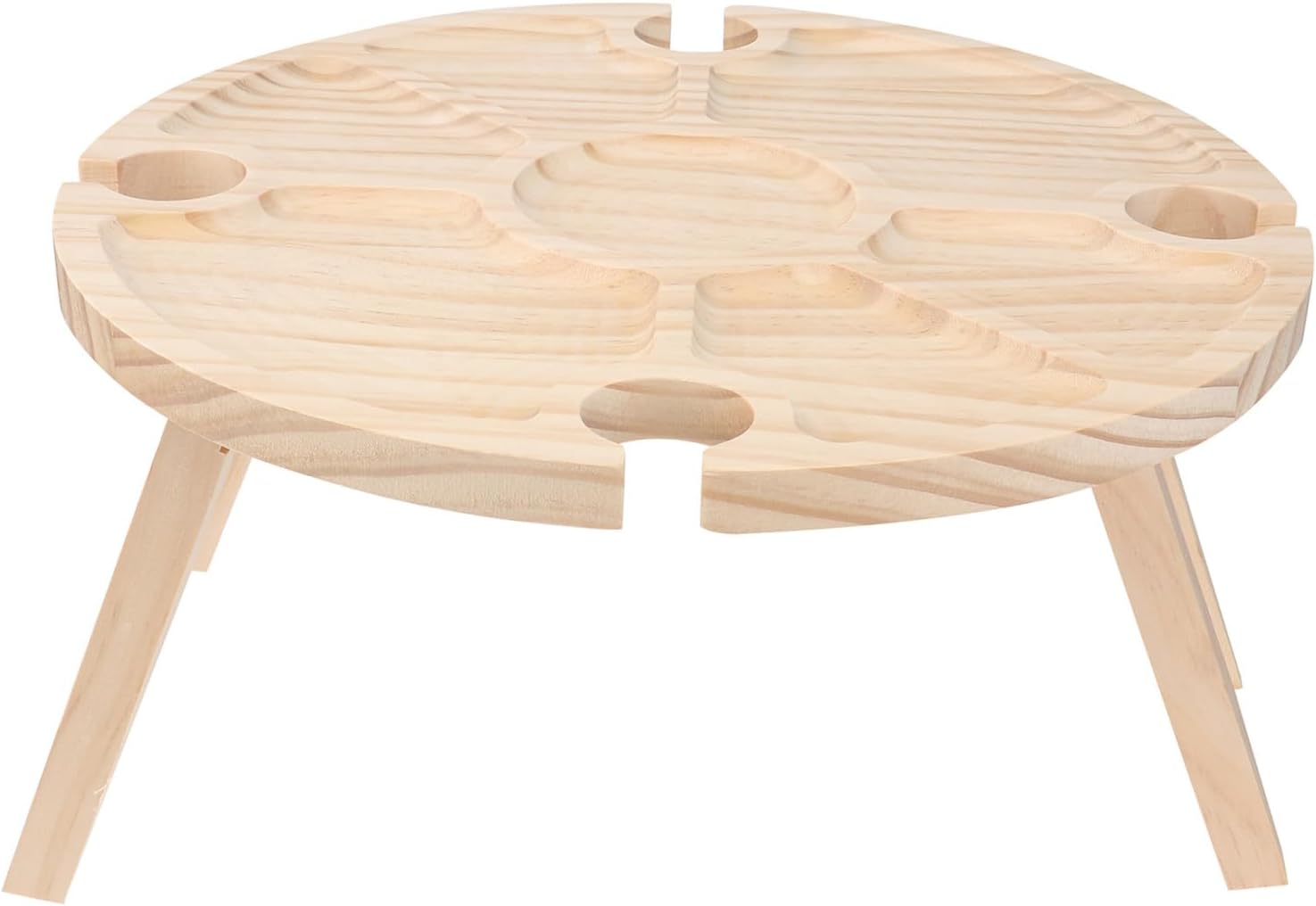 Portable Foldable Wooden Picnic Table Outdoor Round Snack Table for Camping and Patio Use with Lightweight Design and Easy Carry Features