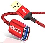 AkoaDa USB 3.0 Extension Cable,2pack Type A Male to USB A Female Extender Cord [6.6ft+10ft] 5Gbps Data Transfer Compatible with Keyboard,USB Flash Drive,Playstation,Mouse,Hard Drive and More(Red)