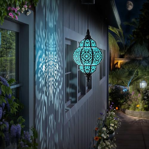 Hapjoy Hanging Solar Lights Outdoor Garden Decor Solar Lantern Waterproof Plastic Moroccan Outdoor Decorations for Patio Pathway Yard Backyard Garden Decorative (1, Black) by Hapjoy - Image 3