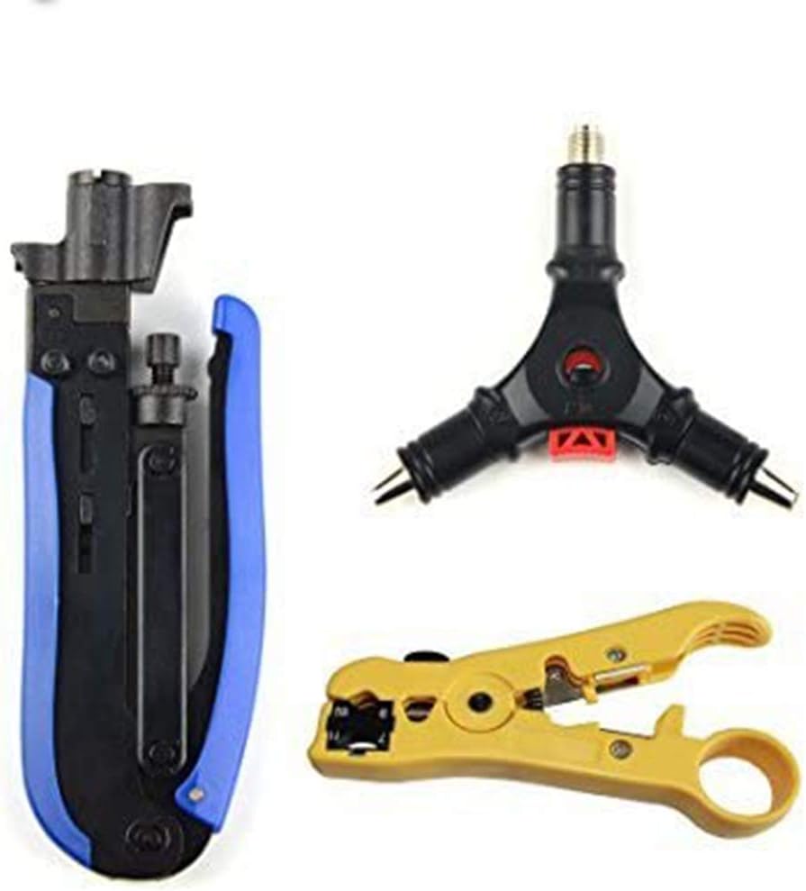 LENX HLT-548A HLT-505 HLT-224S Coax Compression Crimping Tool Coaxial Cable Wire Stripper 4 in 1 F Connector Installation Tool for UTP/STP RG 59/6/7/11 And F-Type Connectors(B)