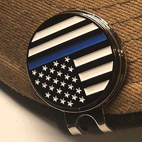 PakedDeals Thin Blue Line Magnetic Golf Hat Clip Ball Marker Reverse Battle Flag Design