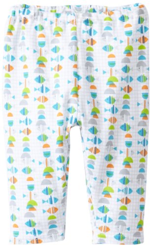 Zutano Unisex-Baby Newborn Fishies Pant, White, 3 Months