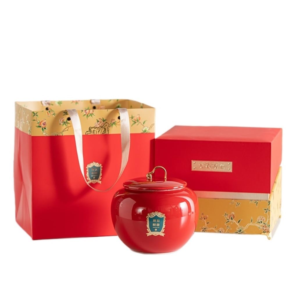 Lata de té Contenedor de Almacenamiento té Suelto for el hogar, Tarro Grande Sellado cerámica, Juego Retro Chino, Conjunto con Caja Regalo Carrito de té(B)