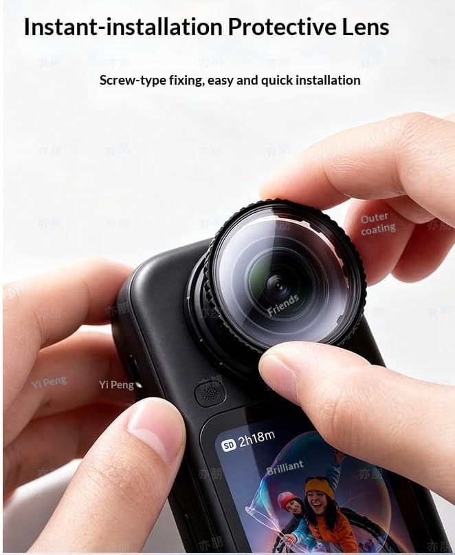 Image of Insta 360 X6 Dual Lens Protector Tempered Glass Lens Cap, 10H Hardness Scratch-Resistant Anti-Shock Lens Cover, 1:1 Precise Fit Camera Insta 360 Action Camera Accessories (X6 Dual Lens)