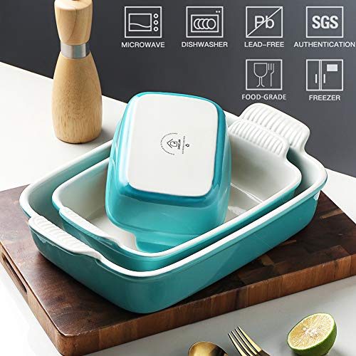 Sweejar-Baking-Pans-Set-Ceramic-9x13-Baking-Dish-with-Handle-Rectangular-Casserole-Dishes-for-Oven-Bakeware-Sets-of-3-Durable-Lasagna-Pan-Deep-for-Kitchen-Banquet-Wedding-GiftTurquoise