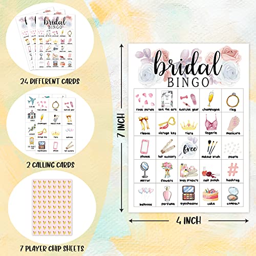 Rlcnot Floral Bridal Shower Bingo Game, 24 Players Bingo Game, For Wedding Shower Party, Engagement Bachelorette Party, Reception Activity Supplies - 002 #TOP1