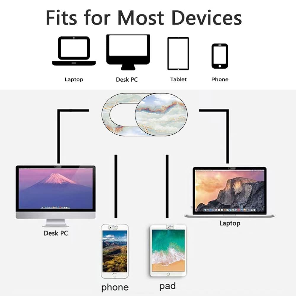 Funda para cámara de computadora portátil, diseño de mármol, paquete de 8 unidades, cubierta de cámara web deslizante, cubierta para cámara de teléfono, funda ultrafina para cámara de 3