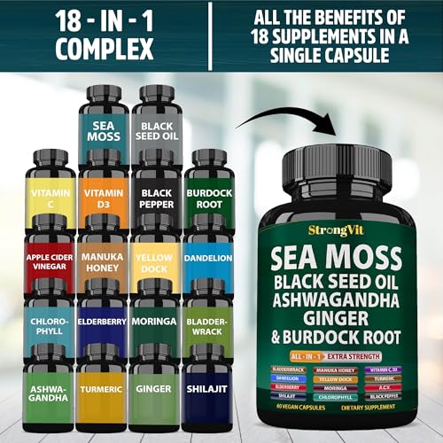 Sea Moss Black Seed Oil Ashwagandha Ginger, Organic Sea Moss Capsules with Burdock Root, Irish Seamoss Pills with Bladderwrack, Advanced Multimineral Supplement, USA - Image 7