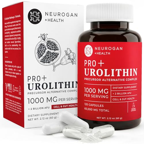 Neurogan Precursor Urolithin Pro+ Capsules Mitochondrial & Energy Support 1000 mg Liposomal Pomegranate Extract Akkermansia CoQ10 Spermidine PQQ Supplement 120 Ct 2-Month Supply