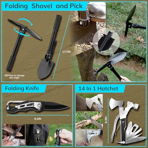 Survival Kit, Gifts for Christmas Men, Women, 251pcs Emergency Survival Gear and Supplies Equipment, First Aid Kit with Crossbody Bag, Camping Essentials for Earthquake, Hiking, Outdoor Adventure - Image 4