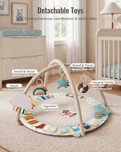 Blissful Diary Baby Play Gym, 5 Development Zones Activity Tummy Time Mat