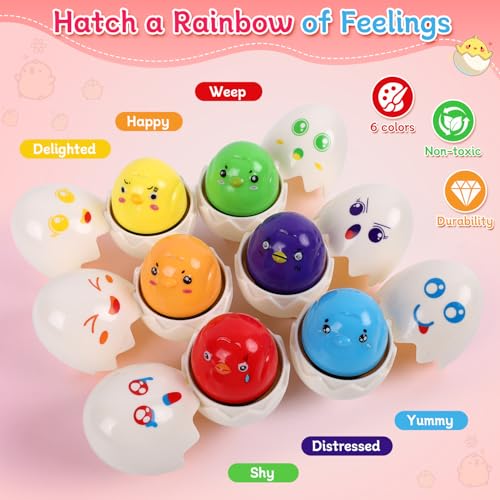 Image of USATDD Easter Egg Toys Hide & Squeak Matching Eggs for Toddlers, Color Recognition Sensory Learning Toys, Fine Motor Skills Montessori Geometric Eggs Gifts for Kids Easter Basket Stuffers