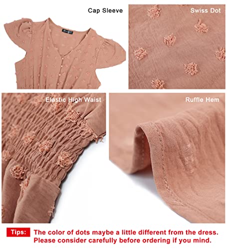 Image of PRETTYGARDEN Womens Dresses 2026 Summer Maxi Dress Boho Short Sleeve V Neck Swiss Dot Ruffle Tiered Smocked Flowy Long Dress