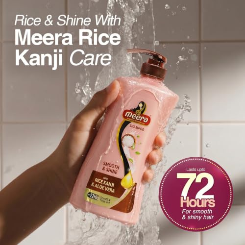 Image of Meera Smooth & Shine Shampoo with Rice Kanji & Aloe Vera | Up to 72 Hours Smooth & Shiny Hair | Nourishes & Softens Hair | Suitable for Men & Women | 1000ml