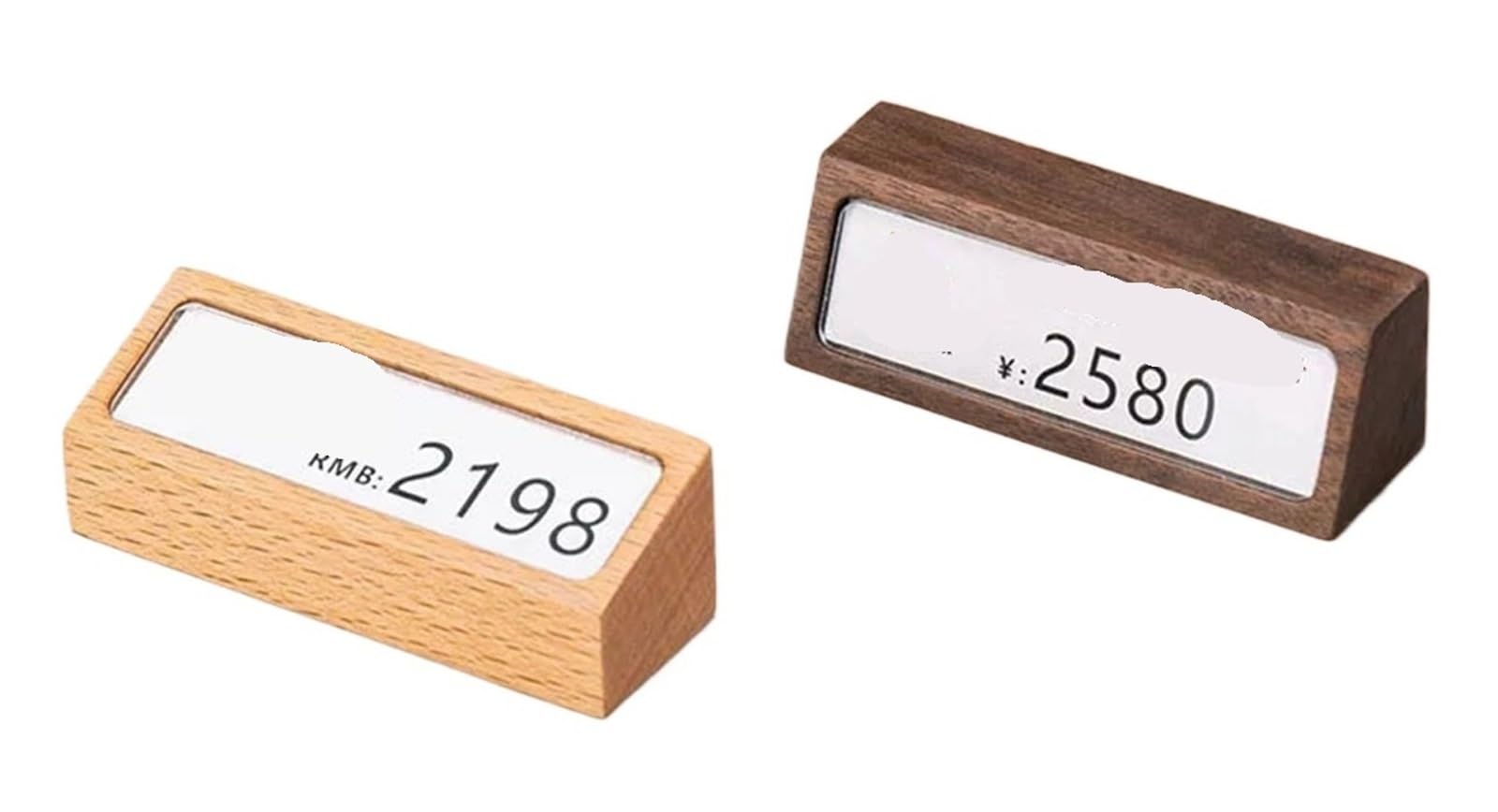 Zovloer Solid Wood Products Price Tag 6pcs Solid Wood Price Display Board Table Sign Wooden Card Commodity Meal For Retail Store Boutique Restaurant(Color2)