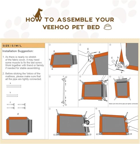 Veehoo Outdoor Elevated Dog Bed Large Sized Dogs, Large Cooling Raised Dog Cots Beds Training Platform Off Ground Hammock with Breathable Mesh, No-Slip Feet, 42"x30", Black by Veehoo - Image 8