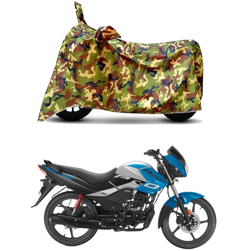 Image of Waterproof 100% PVC Coated Bike Scooty Two Wheeler Body Cover Compatible For Hero Passion Pro XTec Drum /UV-Rays /Heat Protection /Birds Dropping /Scratchproof /Dust proof /All [6X6 Jungle Print]