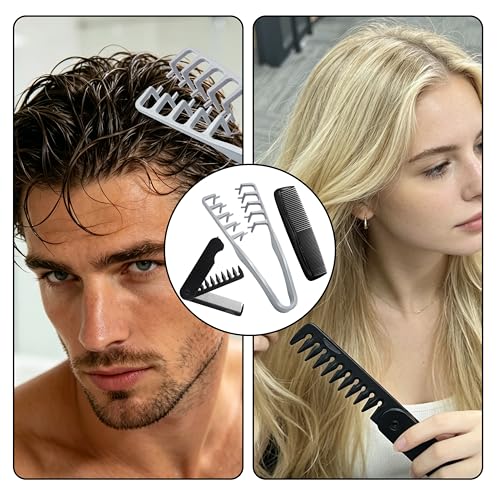 AiTodos® Zestaw 3 Grzebień do Włosów, Zawiera 1 Grzebień do Stylizacji z Fakturą (Szary), 1 Grzebień Składany, oraz 1 Minigrzebień, Odpowiedni do Włosów Kręconych, Prostych, Falowanych i Grubych.