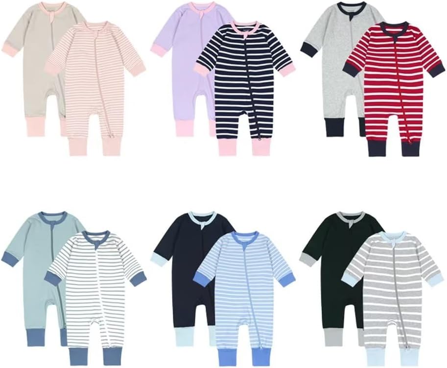 Teach Leanbh Toddler Baby Boys Girls 2-Pack Pajamas Cotton 2 Way Zipper Long Sleeve Footless Romper Sleep and Play - Image 7
