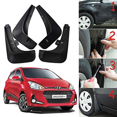 Image of Oshotto (O.E.M Fitting Cup Type) Mud Flap /Splash Guard Compatible with Hyundai Grand i10 (Set of 4)