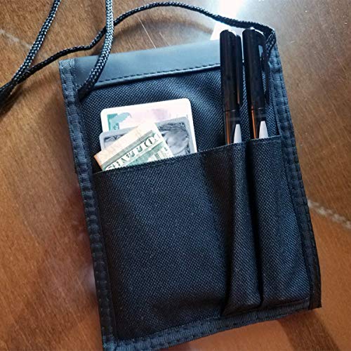 Specialist ID 2 Pack - Travel Passport Wallet - 4 x 3 Display Window - Adjustable Lanyard w/Pen Slots and 3 Pockets for Money, Ticket, Document (Black)2