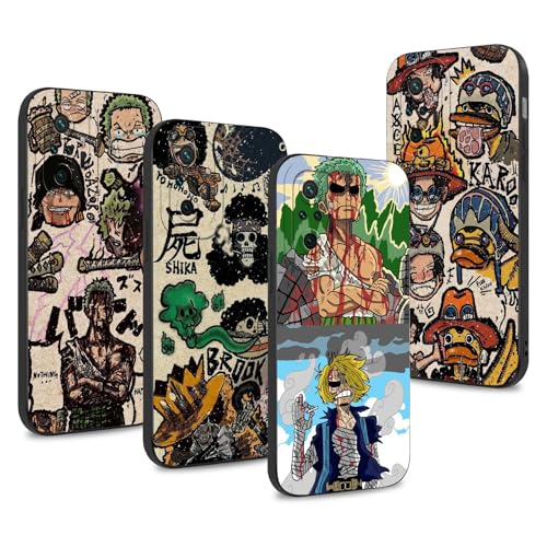 4 Confezioni Anime Character Custodia per Xiaomi Redmi Note 10 Pro4G Manga Zoro Sanji Ace Motivo Antiurto Anti-caduta Protezione Della Lente Case Cover 6.67 pollici silicone tpu