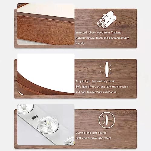 Plafonnier LED carré en bois avec diffuseur acrylique antireflet