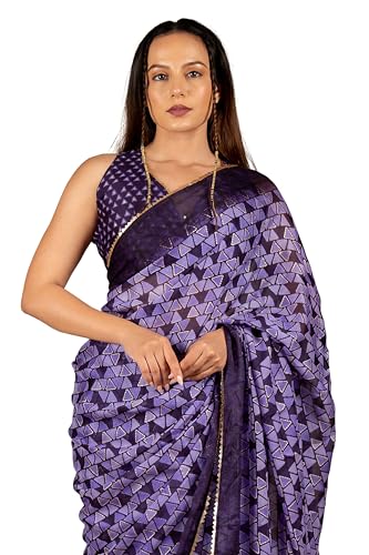 Image of MIRCHI FASHION Women Saree Chiffon Floral Printed | Breathable Festive Occasion Sari for Social Visits with Matching Blouse Piece