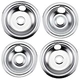 316048413 316048414 Range Drip Pan Kit by Blutoget- Compatible with Frigi-daire Ken-more Electric Range Burner -Includes 2 6-Inch and 2 8-Inch Drip Bowl Pans (Chrome Plated Steel)