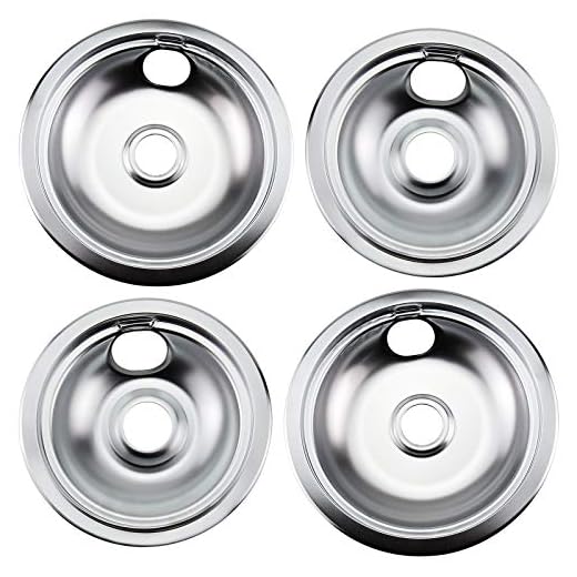 316048413 316048414 Electric Stove Burner Drip Pans by Blutoget - Fit for Frigidaire Ken-more Electric Range Top with Locking Slots- Includes 2 6-Inch and 2 8-Inch Pans,Silver(Chrome Plated Steel)