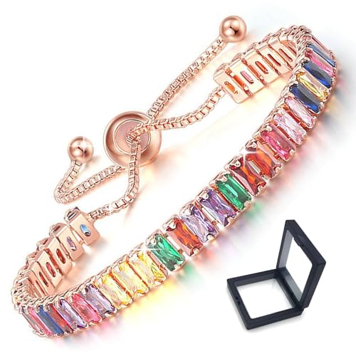 Tennis Bracelets for Women,Xinpowwo Adjustable 18K Gold Plated Cubic Zirconia Tennis