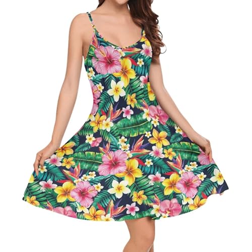 Image of Biyejit Women Casual Loose Dress Strap Long Summer Beach Swing Dress
