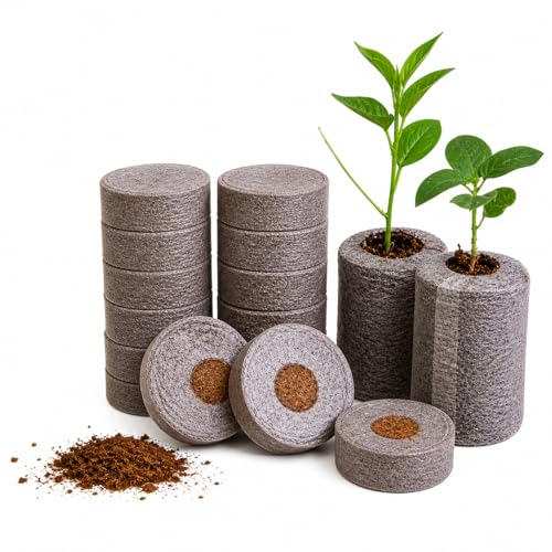 Image of Cocopeat Seed Germination Kit | Coir Coin for Gardening Seedling | Kit for Strong Root Growth |Size 4cmx1cm | Coco Peat Disc for Plants | Netted |Round (Pack of 10)