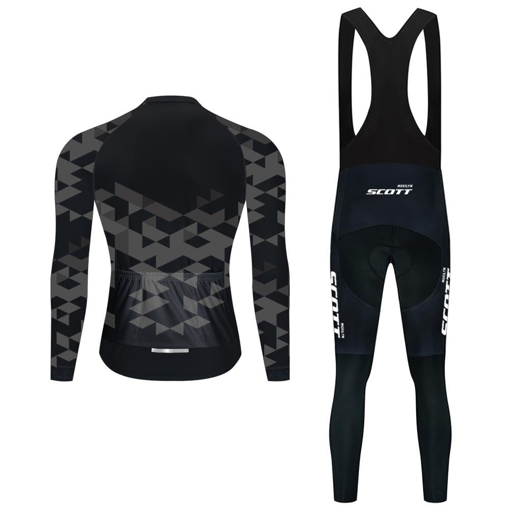 Moxilyn Hommes Cyclisme Automne Complet Vêtements De Cyclisme Ensemble À Manches Longues Combinaison De Vélo VTT Pantalon Avec Rembourré 20D Respirant